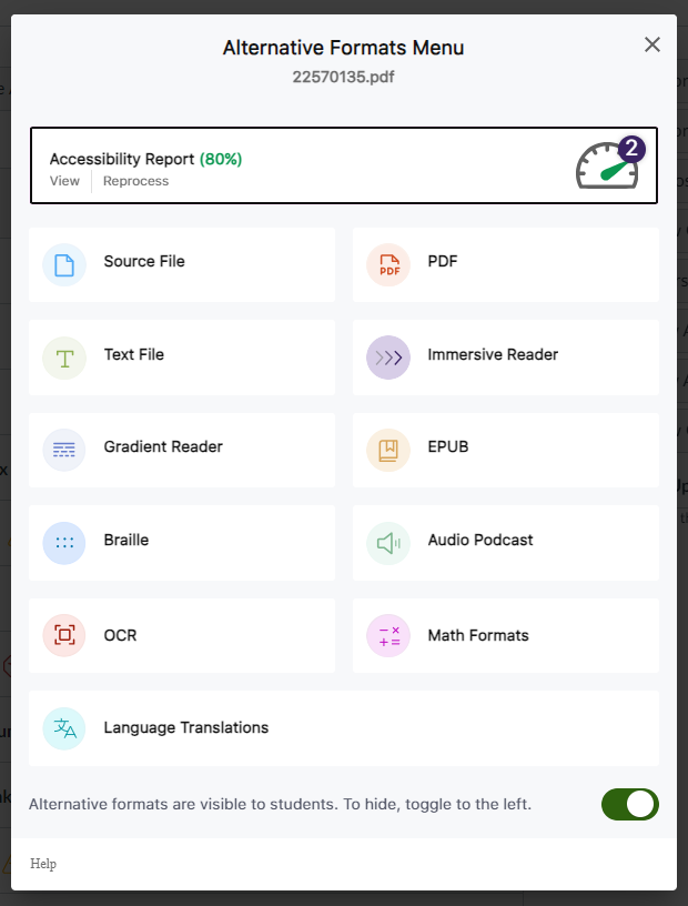 Alternative Format Options in Canvas (Students)