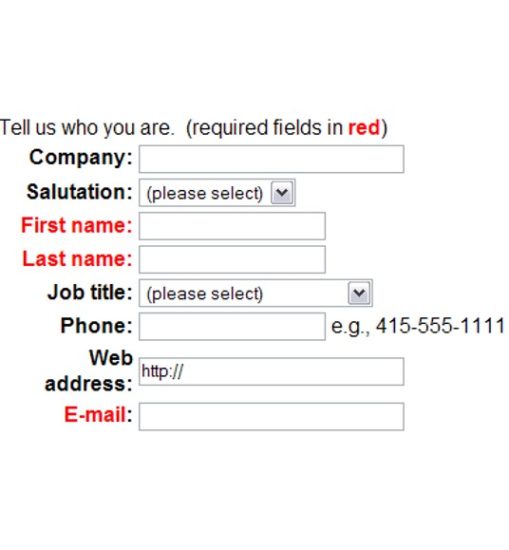 require form fields shown in red