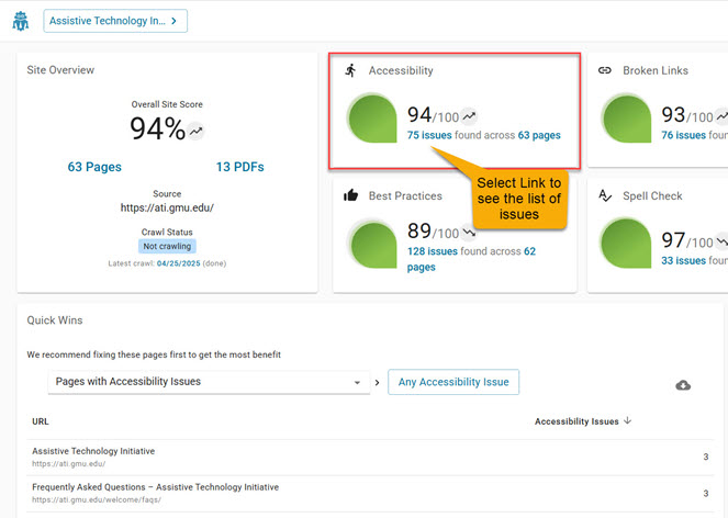 DubBot dashboard showing with accessibility issues highlighted