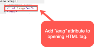 add lang attribute to opening HTML tag