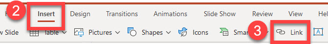 Navigate to Link button PowerPoint 365