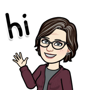 Bitmoji cartoon of Jen. She is a white woman with short hair and glasses.