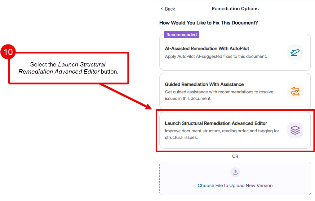 select the Structural Remediation Advanced Editor tool